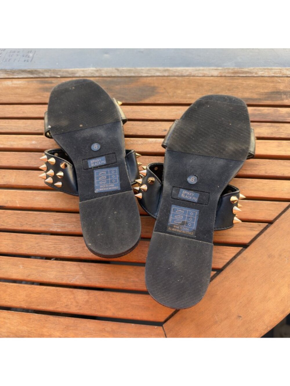 Black Spiked Sandals With Studded Straps By ANMA - Picture 5 of 5